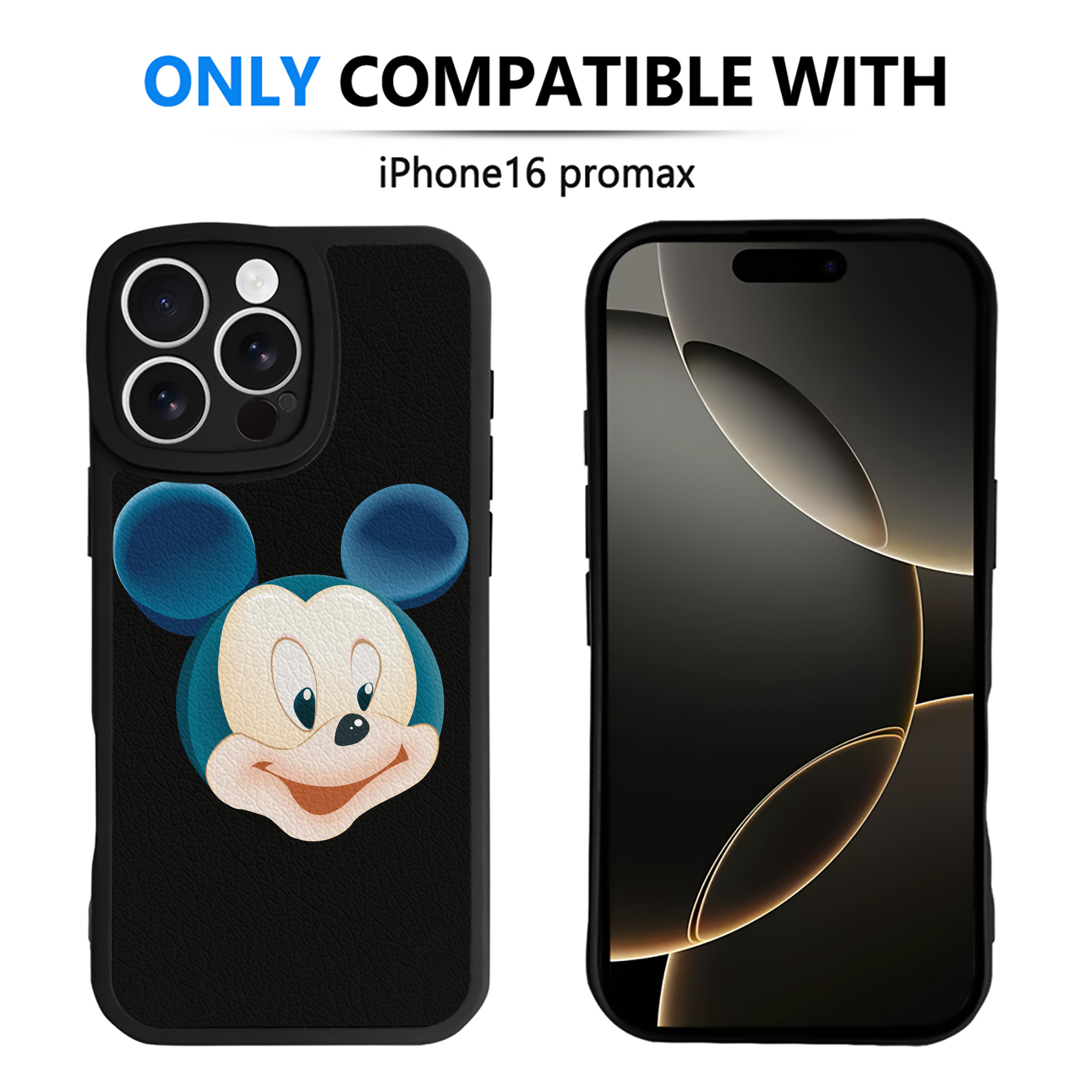 （画像用） ミッキーマウス Mickey Mouse 【iPhone 16シリーズ対応】シリコンスマホケース（レザー調） 材質：シリコン